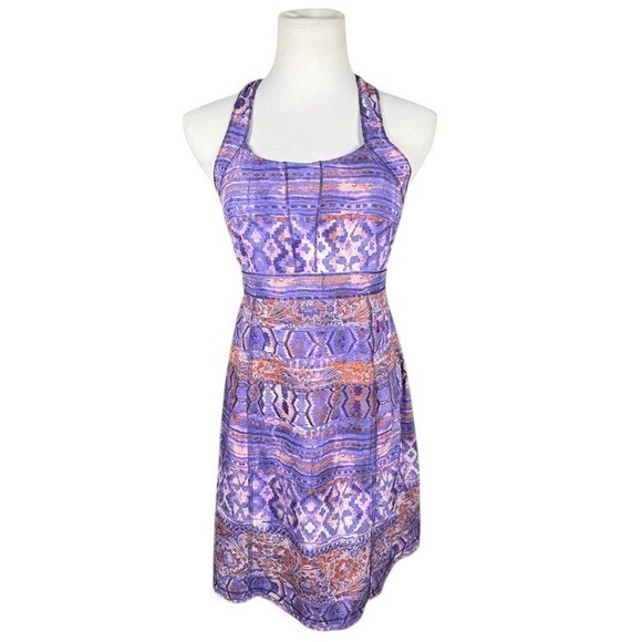 Title nine Dresses & Skirts - Title Nine Nimblene Halter‎ Dress Purple Ikat Floral Athletic Stretch Size 4